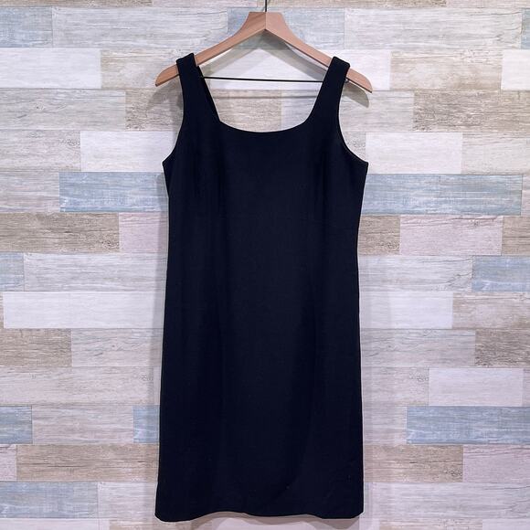 JONES NEW YORK 100% Worsted Wool Sheath Dress Black Vintage USA Made Womens 12 - Picture 2 of 8